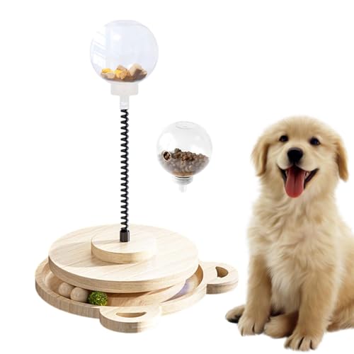 Rukjmqi Katzen -Puzzlespielzeug, Behandlungskatze Spielzeug,Frühlingsbehälter -Dispenser -Puzzle - Haustiernahrung Ball mit Rollscheibe, Lebensmittelabgabespielzeug, wackelndes Unterhaltungsspielzeug von Rukjmqi