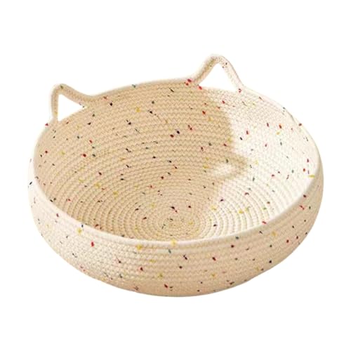 Rukjmqi Katzenbett Aus Baumwollseil - 25 cm Katzenbett Geflochtenes, Haustier Katzenbett Beige,Katzennestchen Geflochtenes,Katzenbett Sommer,Haustier Schlafsack Für Katzen Und Kleine Hunde 40cm, von Rukjmqi