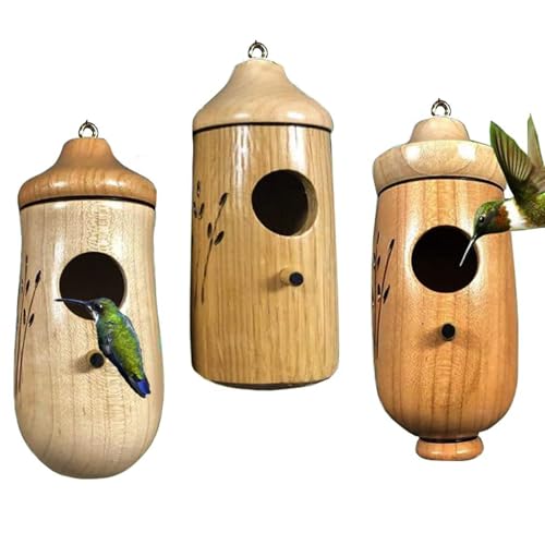 Rukjmqi Kolibri-Haus für draußen,Kolibri-Haus für den Außenbereich,Finkennest aus Holz - Kolibri-Haus, Kolibri-Nest, Garten-Vogelhütte für draußen, drinnen, Garten, Zuhause von Rukjmqi