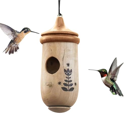 Rukjmqi Kolibri-Nisthaus, Kolibri-Haus zum Nisten - Vogelhaus aus Holz für den Innenbereich,Kolibri-Haus, Garten-Vogelhütte, Kolibri-Hütte für Garten, Haus, Fenster von Rukjmqi