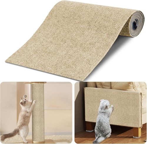 200cmx40cm Self-Adhesive Selbstklebend Kratzmatte Katze,DIY Trimmbarer Kratzbrett Katze,Kratzmatte für Katzen Katzenkratzmatte,Kratzschutz Sofa Katze, Kratzteppich Selbstklebend für Wand (Khkai) von Rukuapid