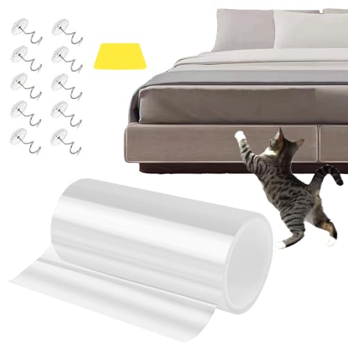 Kratzschutz Katze Tape, Anti Kratz Folie für Katzen,Hunde Kratzschutz für Türen Kratzschutz Sofa Katze Pad,Transparentes Selbstklebendes Katzenmöbelschutz, kratzschutz Wand und Tür (20cm X 5m) von Rukuapid