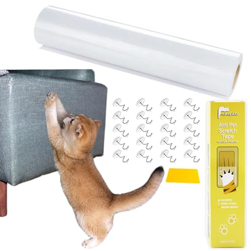 Kratzschutz Sofa Katze Tape, Katzen Kratzschutz, Anti Kratz Folie Selbstklebend Flexibler Schnitt für Fit Couch Tür Wand (30 * 500cm) von Rukuapid