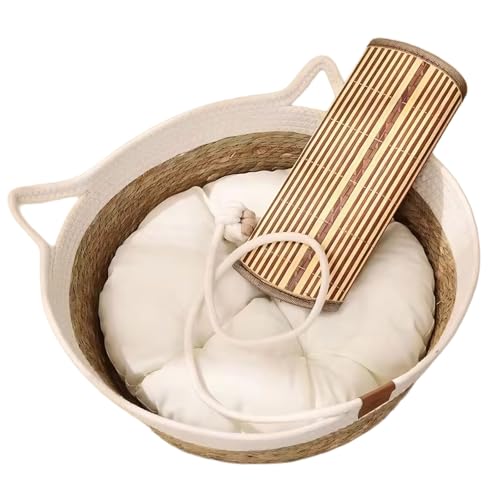 Rukuapid Rattan-Katzenkorb mit Baumwollkissen, Weidenkorb mit Katzenspielzeugball Rukuapid Rattan-Katzenkorb mit Baumwollkissen, Weidenkorb mit Katzenspielzeugball von Rukuapid