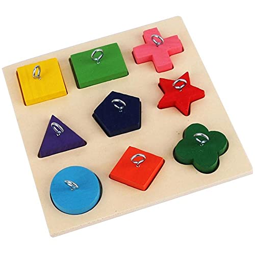 Ruluti 1set Holz Tiere Vogel Ausbildung Spielzeug 9 Grids Parrot Blöcke mit Ring Birds Puzzle Chew Biss Spielzeug-Papageien-Lernspielzeug von Ruluti