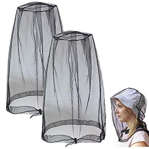 Ruluti Head Net Mesh, Gesicht Nackennetze aus Insektenwanze Bienen Moskitonmücken für jeden Outdoor-Liebhaber- mit freien Tragetaschen (2 stücke, schwarz) von Ruluti