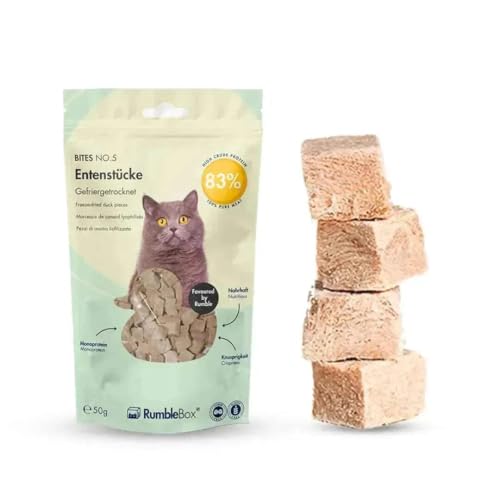 RumbleBox 100% Entenstücke, gefriergetrocknete Katzensnacks 50g von RumbleBox