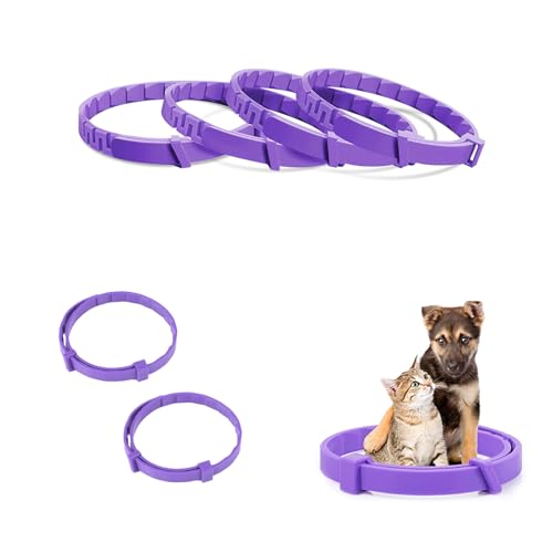 4 Pack Beruhigungshalsband für Hunde, Anti-Angst-Halsband mit Einstellbarer Größe Stressabbau Sicheres Wasserdichtes Beruhigendes Pheromonen Halsband für Hunde Aller Größen, Lila von Rumgug