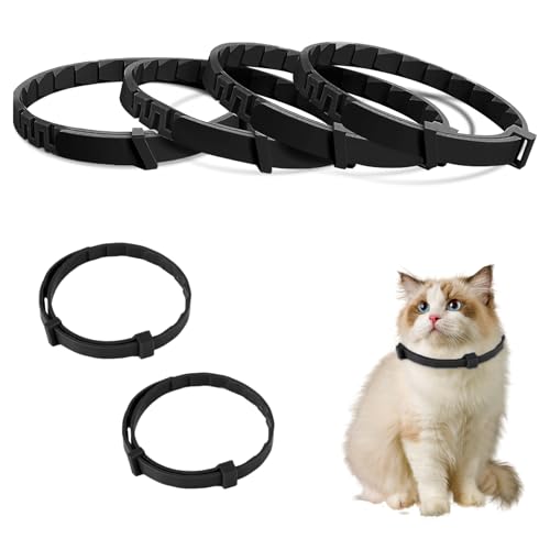 4er-Pack Beruhigendes Halsband für Katzen, Langanhaltende Beruhigungshalsbänder für Katzen Pheromone Katzen Beruhigende Halsbänder Anti-Stress und Entspannungsmittel Verstellbar (Set F) von Rumgug