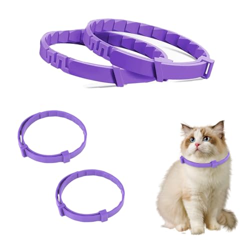 2er-Pack Beruhigendes Halsband für Katzen, Langanhaltende Beruhigungshalsbänder für Katzen Pheromone Katzen Beruhigende Halsbänder Anti-Stress und Entspannungsmittel Verstellbar (Set H) von Rumgug