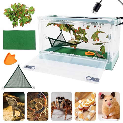 RunDuck Tragbares, faltbares Terrarium-Set für Reptilien – hitzebeständiges Material, leicht zu bewegen mit Rädern, inklusive Pflanze, Futternapf und Teppich – perfekt für Schlangen, Eidechsen, von RunDuck