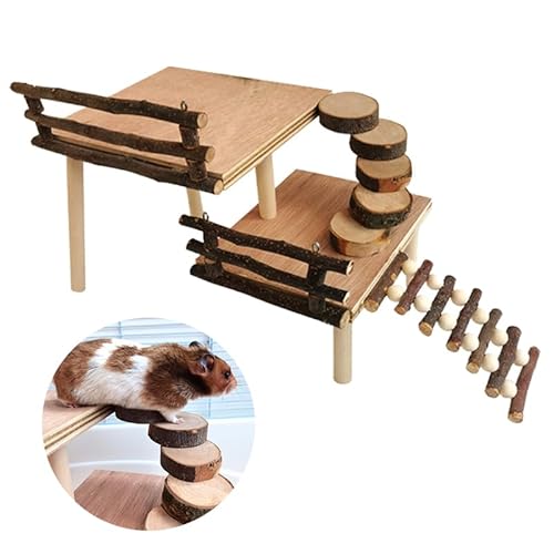 RunFar shop Hamster Holzleiter Spielzeug, Hamstertreppe Brücke Hamster leiterKletterspielzeug Plattform mit für Hamster Meerschweinchen Chinchilla Kaninchen Papageien Häschen von RunFar shop