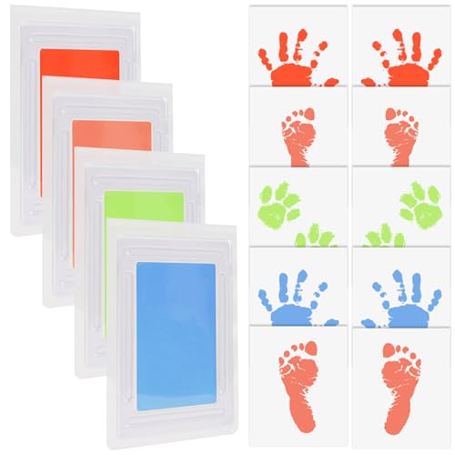 14PCS Inkless Baby Hand und Fußabdruck Kit, Clean Touch Ink Pads Pet Paw Print Tools für Hunde und Katzen, No Mess Fuß und Handabdruck Stempelkissen für DIY Neugeborenen Abdruck Andenken von Runmeihe