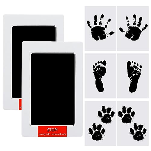 8PCS Inkless Baby Hand und Fußabdruck Kit, Clean Touch Ink Pads Pet Paw Print Tools für Hunde und Katzen, No Mess Fuß und Handabdruck Stempelkissen für DIY Neugeborenen Abdruck Andenken von Runmeihe