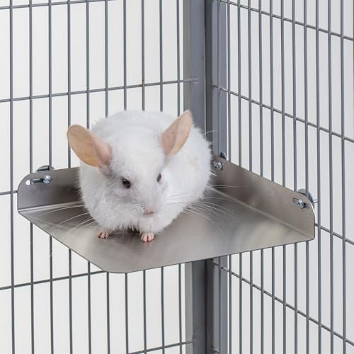 Schwebendes Kühlkäfigregal aus Edelstahl für Chinchillas und kleine Nagetiere, rutschfest, leicht zu reinigen, langlebiges Haustierregal von RunningWheel