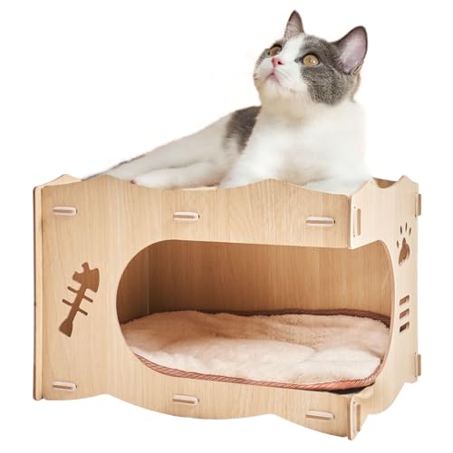 Ruoyang Katzenkratzhaus, Papp-Kratzer mit großer Öffnung, Katzenkratzer für Indoor-Katzen mit 2 Katzenkratzern. Die Matte ist doppelseitig und für alle Jahreszeiten geeignet. von Ruoyang