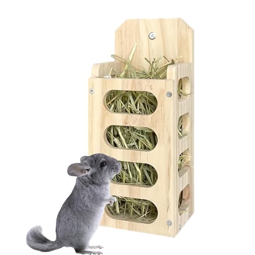 Heufutterstation für Kaninchen aus Holz, Heuraufe, Heufutterstation für Chinchilla, geeignet für Meerschweinchen, Chinchillas, Hamste, Kaninchen, Kleintiere von Rurunklee
