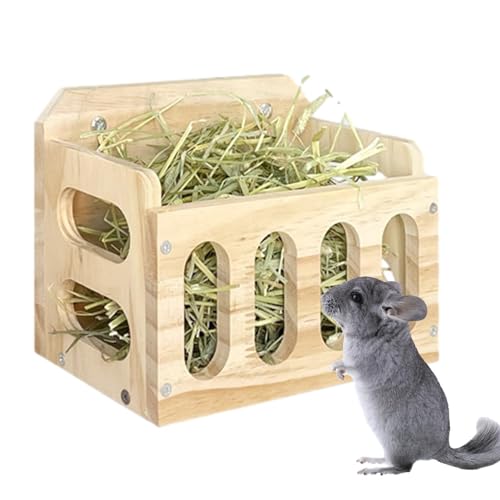 Heufutterstation für Kaninchen aus Holz, Heuraufe, Heufutterstation für Chinchilla, geeignet für Meerschweinchen, Chinchillas, Hamste, Kaninchen, Kleintiere von Rurunklee