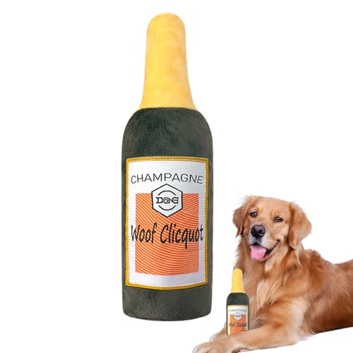 Plüschflasche Hundespielzeug - Bierflasche Plüschtiere Spiele - Hund Quietscher Bereicherung Interaktive Spiele Welpen Zahnen für kleine, mittelgroße und große Rassen von Rurunklee