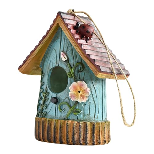 Rurunklee Hängendes Vogelhaus, Vogelhäuschen für draußen | Handgeschnitztes Vogelhaus aus Kunstharz zum Aufhängen | Gartendekoration im Freien, Elegante dekorative Baumkronenornamente für, Terrasse, von Rurunklee