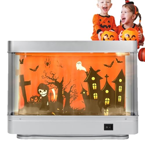 Rurunklee Halloween-Aquarium-Lampe, Fischlicht, dekorative Aquarium-Lampe, künstliches Aquarium mit beweglichem Geist, Halloween-Dekoration, künstliches Aquarium, Halloween-LED-Licht, Tischleuchte von Rurunklee