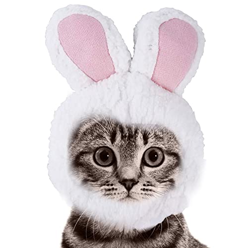 Rurunklee Katzen-Hasenhut | Plüsch-Hasenohren | lustige, verstellbare weiche, bezaubernde kreative Katze, Kaninchenhut, Haustier, Cosplay, Verkleidung, Halloween, , Kostüm, Zubehör, Ostern von Rurunklee