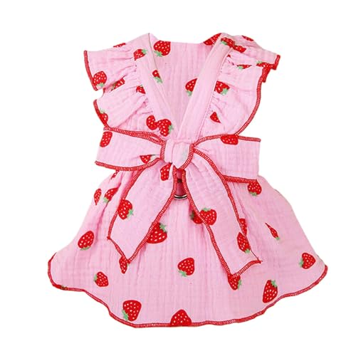 Rurunklee Kleid mit Geschirr für Katzen, Geschirr für kleine Hunde, Blumenprinzessin, für Welpen – atmungsaktives Kleid mit Schleife und Kordelzug für kleine Hunde, Katzen, Mädchen, Welpen von Rurunklee