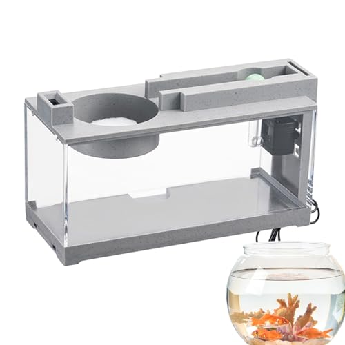 Rurunklee Kleines Aquarium, Aquarium aus Glas, dekoratives Aquarium, Retro, leise, mit Wasserpumpe, für Tischdekoration, Betta-Fisch, Garnelen, Goldfische, Algen, von Rurunklee