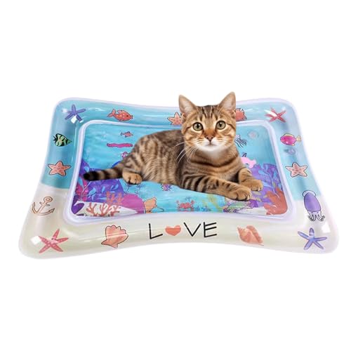 Rurunklee Sensor Wasser Spiele für Katzen und Hunde Aufblasbares Sensor Water Playmat Haustier Wasser Sensorisches Spielzeug Sommer Wasserspiele für Kinder, 69 x 50 x 8 cm von Rurunklee