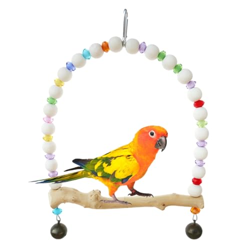 Rurunklee Vogelständer für Käfig, Holz-Sitzstange für Papageien, Nymphensittichkäfig-Hängematte, Schaukel, Spielzeug, Regenbogen-Schaukelbrücke, Hängematte, Vogel stehend, Zweige Spielzeug von Rurunklee