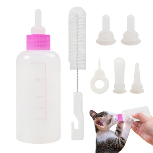 Rurunklee Welpen-Stillflaschen-Kit, kleine Katzen Stillflasche Kit, komplettes Haustier-Stillflaschen-Kit inklusive Futterflasche, Ersatz-Futternippel für Haustiere von Rurunklee