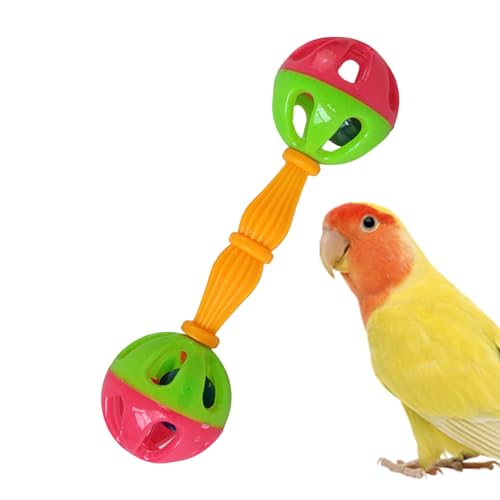 Vogelspielzeug, Papageienspielzeug – Vogelspielzeug, Glocke, bequeme Sitzstange, Papageienspielzeug, bunte Rassel, Vögel, Papageienkäfig, Beißspielzeug für Sittiche, Sittiche, Nymphensittiche, Mynah von Rurunklee