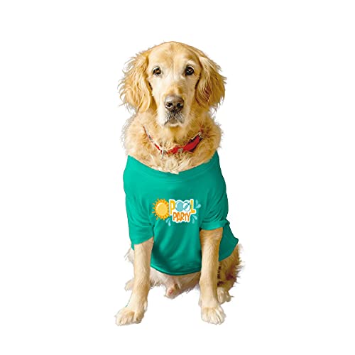 Ruse - Basic Crew Neck Pool Party bedruckte halbe Ärmel/Bekleidung/Kleidung/T-Shirt Geschenk für Hunde.Farbe-Aqua Green/Small (Apso, Shih Tzu etc.) von Ruse