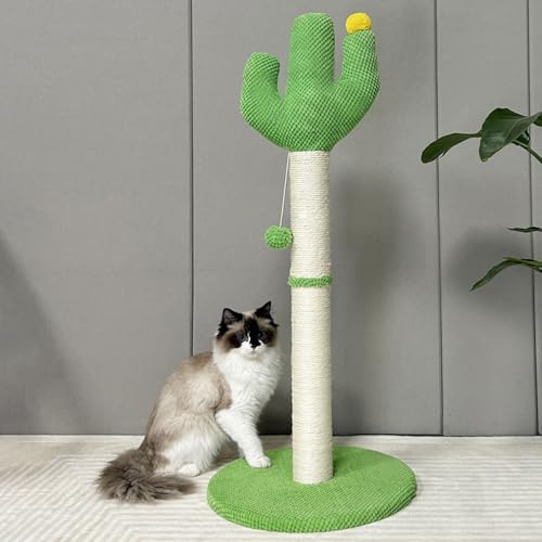 72 cm Katzenkratzbaum, Kaktus-Kratzbaumturm für große Zimmerkatzen, Katzenkratzbaum mit interaktivem baumelndem Ball, grüner Kaktus-Kratzbaum für kleine Kätzchen und mittelgroße Katzen Grün von Rutaqian