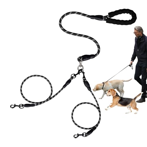 Ruwshuuk Double Dog Cable - Robust Verstellbar Doppelleine Verheddern Verhindert | Hundezubehör Mit Stoßdämpfer Bungee Doppelleine Für Spaziergang Gassi Outdoor Reisen Kotbeutel Ruwshuuk Double Dog Cable - Robust Verstellbar Doppelleine Verheddern Verhindert | Hundezubehör Mit Stoßdämpfer Bungee Doppelleine Für Spaziergang Gassi Outdoor Reisen Kotbeutel von Ruwshuuk
