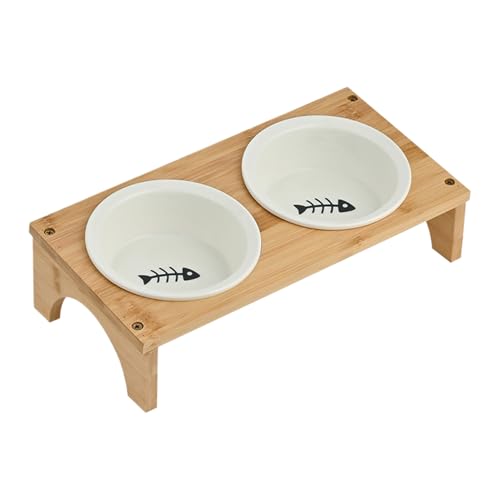 Ruwshuuk Erhöhter Haustiernapf,Schräg Design Keramik Katzennapf - Mit Holzgestell, rutschfest & Tasthaarschonend Für Welpen Und Katzen Aller Größen Ruwshuuk Erhöhter Haustiernapf,Schräg Design Keramik Katzennapf - Mit Holzgestell, rutschfest & Tasthaarschonend Für Welpen Und Katzen Aller Größen von Ruwshuuk