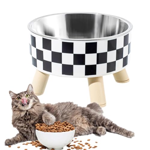 Ruwshuuk High Rise Cat Bowl | Edelstahl Katzenfutterplatte Schutz der Wirbelsäule - Abnehmbare Katzennäpfe Langlebige Katzenfutterschale für Futter und Wasser, Indoor-Katzen, Trockennassfutter von Ruwshuuk