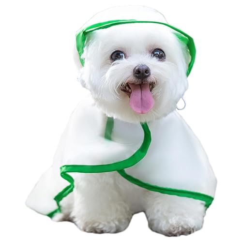 Ruwshuuk Hunde-Regenmantel für kleine Hunde, verstellbare Haustier-Regenjacke mit niedlichem Aufdruck, leicht zu transportierender Welpen-Regenponcho mit Loch für die Leine für vollen Schutz von Ruwshuuk