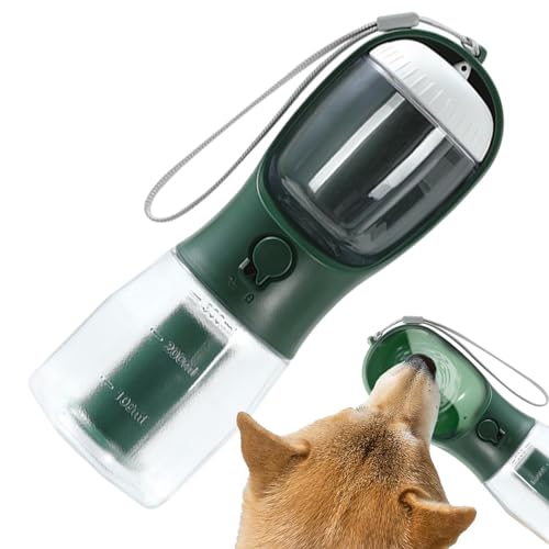 Ruwshuuk Hunde-Reisewasserflasche,3-in-1 spülmaschinenfeste tragbare Haustier-Wasserflasche mit Futterbehälter | Wasser- und Futterspender für Hunde mit Müllbeutel für Katzen, Kaninchen, Welpen und von Ruwshuuk