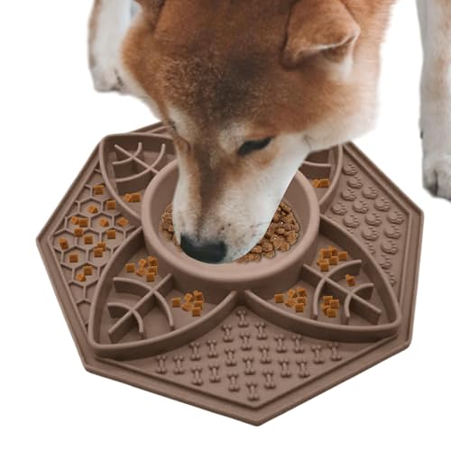 Ruwshuuk Hundefuttermatte | achteckiges Design Slow Food Pad – Wiederverwendbares Leckpad Kisten-Trainingsspielzeug, Katzenleckerlis Futtermatte für Haustiere, mittelgroße und kleine Katzen von Ruwshuuk