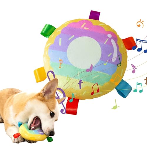 Ruwshuuk Hundespielzeug aus Plüsch, quietschendes Kauspielzeug für Hunde, Donut-Bbiscuit, weiches Hundespielzeug, Kauspielzeug für kleine Hunde, Haustiere, Katzen von Ruwshuuk