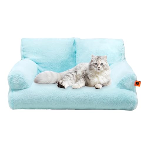 Ruwshuuk Katzen-Couch-Bett, warmes Haustier-Sofa, Katzenbett, rutschfeste Unterseite, Plüsch, Welpenbett, kleines Hundesofa, Haustierbett für Haustierbedarf, kleine, mittelgroße Hunde, Katzen von Ruwshuuk