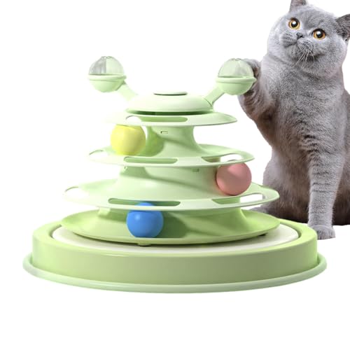 Ruwshuuk Katzenball-Spielzeug | Katzenspielzeug, Ball-Spinner, dreifach interaktiv, lustiges Haustier-Katzenzubehör für Kätzchen, kleine Katzen, mittelgroße Katzen, große Katzen von Ruwshuuk