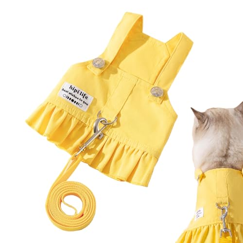 Ruwshuuk Katzengeschirr-Kostüm, mit 360° drehbarer Schnalle, Katzenschutzkleidung, Outdoor-Weste, Jacken für Katzen, verstellbares Zugse , atmungsaktiv, passend für verschiedene Körpertypen von Ruwshuuk