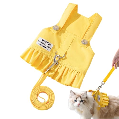 Ruwshuuk Katzengeschirr und Seil, Katzenkleidung, um 360° drehbare Schnalle, Sicherheitskleidung, Outdoorweste, Jacken für Katzen, verstellbares Zugseil, atmungsaktiv, passend für verschiedene von Ruwshuuk