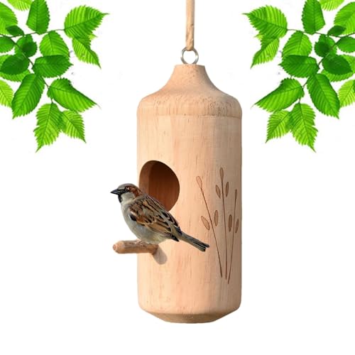 Ruwshuuk Kolibri-Vogelhaus – Kolibri-Haus, Vogelnest, Holz außen, Vogelhäuser, Kolibri-Nisthaus, Gartendekoration, Kolibri-Nest, schwingend von Ruwshuuk