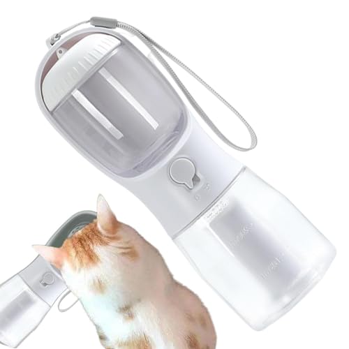 Ruwshuuk Tragbare Hundewasserflasche - 3-in-1 spülmaschinenfeste tragbare Haustier-Wasserflasche mit Futterbehälter,Wasser- und Futterspender für Hunde mit Müllbeutel für Katzen, Kaninchen, Welpen und von Ruwshuuk