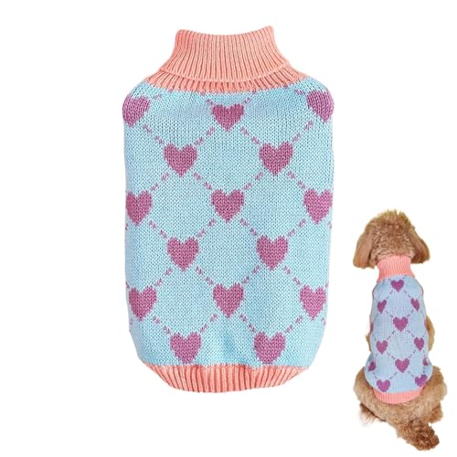 Ruyeiig Hundepullover, Hundestrickpullover, Haustierkleidung Hundemantel Haustierpullover, Rollkragenpullover, Herz-Welpenpullover, Strickpullover für Katzen, Hundekleidung, Wintermantel von Ruyeiig