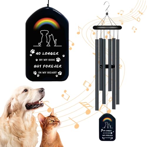 Ruzister® Windspiele zum Gedenken an Haustiere, Geschenk zum Gedenken an den Verlust eines Hundes, Rainbow Bridge-Geschenke zum Verlust eines Haustiers, Schwarz von Ruzister