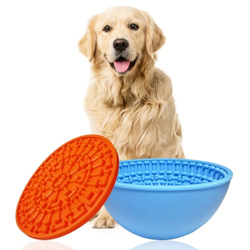 Leckpad und Napf für Hunde, Futternäpfe zur Linderung von Angstzuständen, Spielzeug für Hunde, weiches Futter, langsamer Futternapf, Leckpad, große Rassen, Haustierspielzeug, Knochen von Rwesdemyo